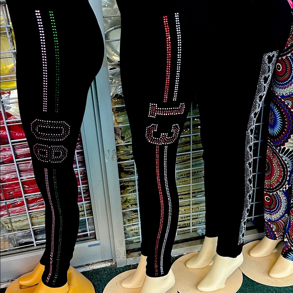 Black Rhinestone Kids Leggings